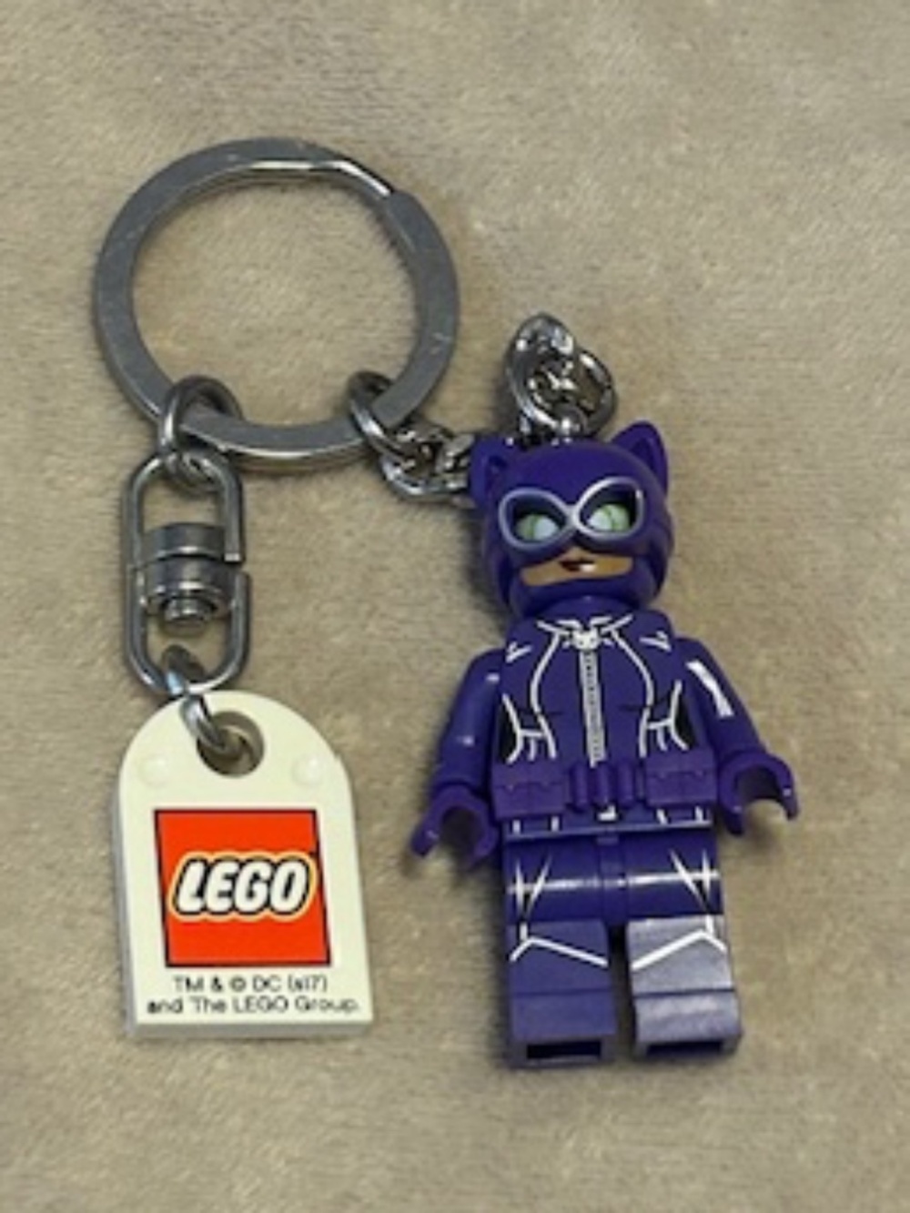 Lego purple Catwoman keychain